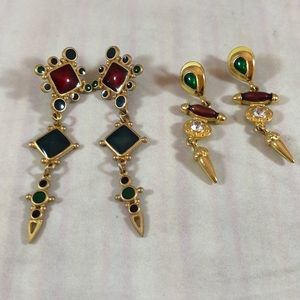 Vintage Costume Earrings- 2 pair